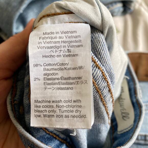 MADEWELL The High-Rise Slim Boyjean in Raebrook Wash Two Tone Stretch Size 25 - Picture 10 of 11